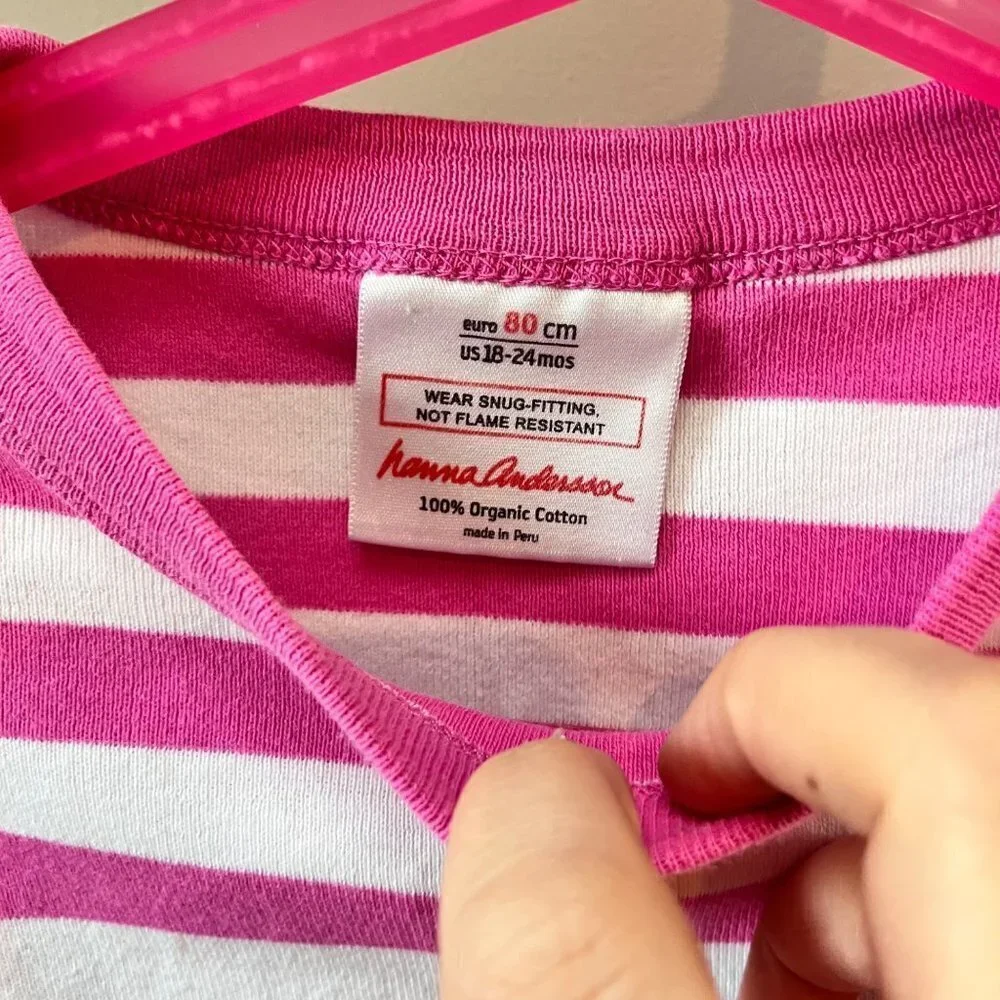 Hanna Andersson‎ Pink Striped Long John Pajama Set- Size 18-24m